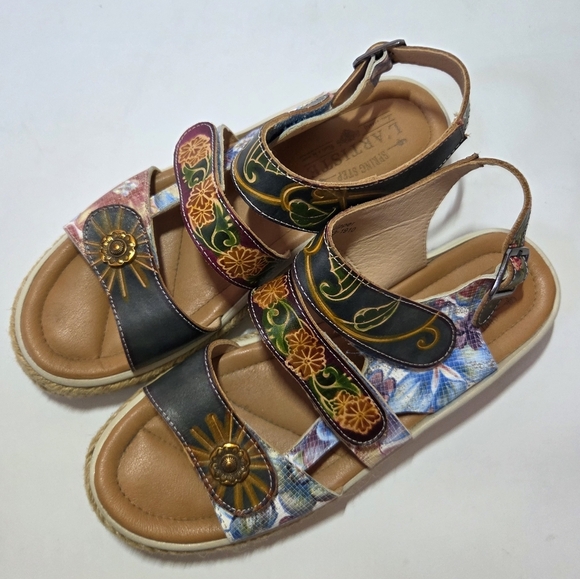 L'artiste Yahima Espadrilles Boho Multicolor Floral Casual Platform Sandal Sz 38 - Picture 3 of 11
